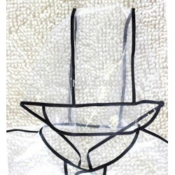 Plastik - Mantel Regenjacke Damen EVA Fashion Type M glasklar transparent Rand: schwarz 